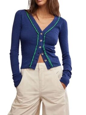 Tipton Raw Edge Button-Up Top